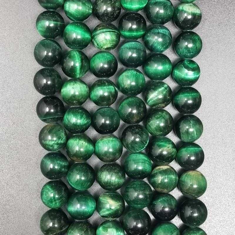 Occhio Di Tigre Verde Perline Forma Tondo Liscio 10mm