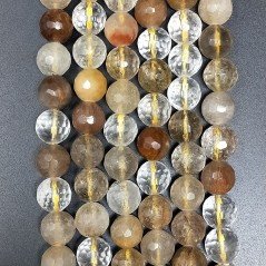 Quarzo Rutilato Oro Perline Forma Tondo Sfaccettato 10mm