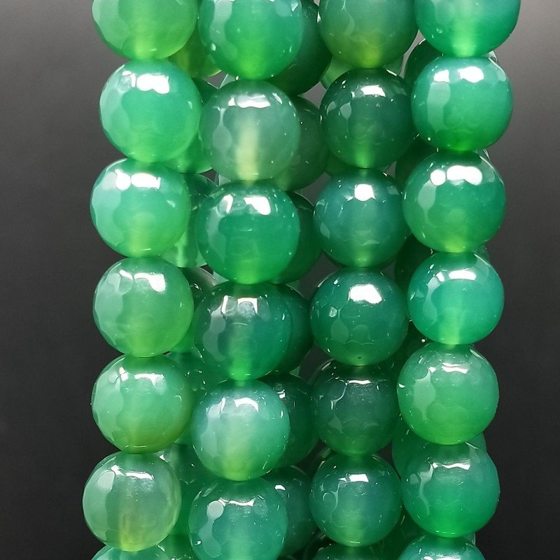 Agata Verde Perline Forma Tondo Sfaccettato 10mm