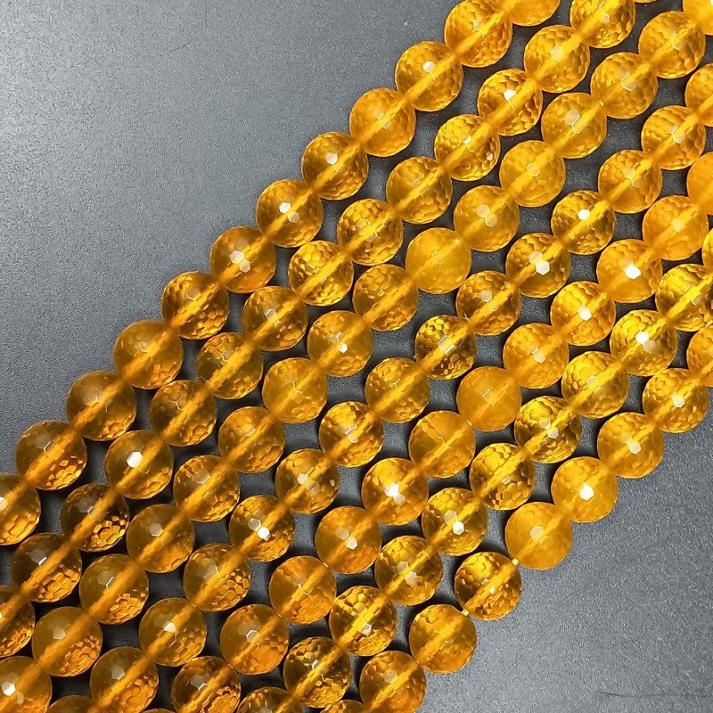 Topazio Giallo Idrotermale Perline Forma Tondo Sfaccettato 10mm
