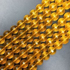 Topazio Giallo Idrotermale Perline Forma Tondo Sfaccettato 12mm