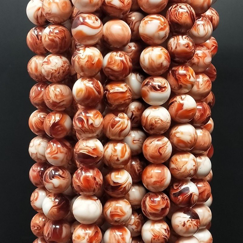 Resina Ambra Rossa Perline Forma Tondo Liscio 12mm