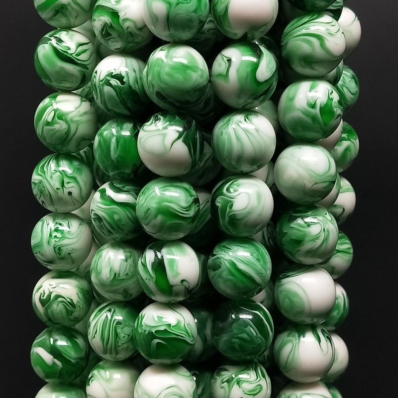 Resina Ambra Verde Perline Forma Tondo Liscio 12mm