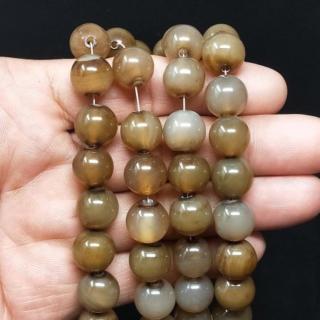 Agata Marrone Perline Forma Tondo Liscio 12mm