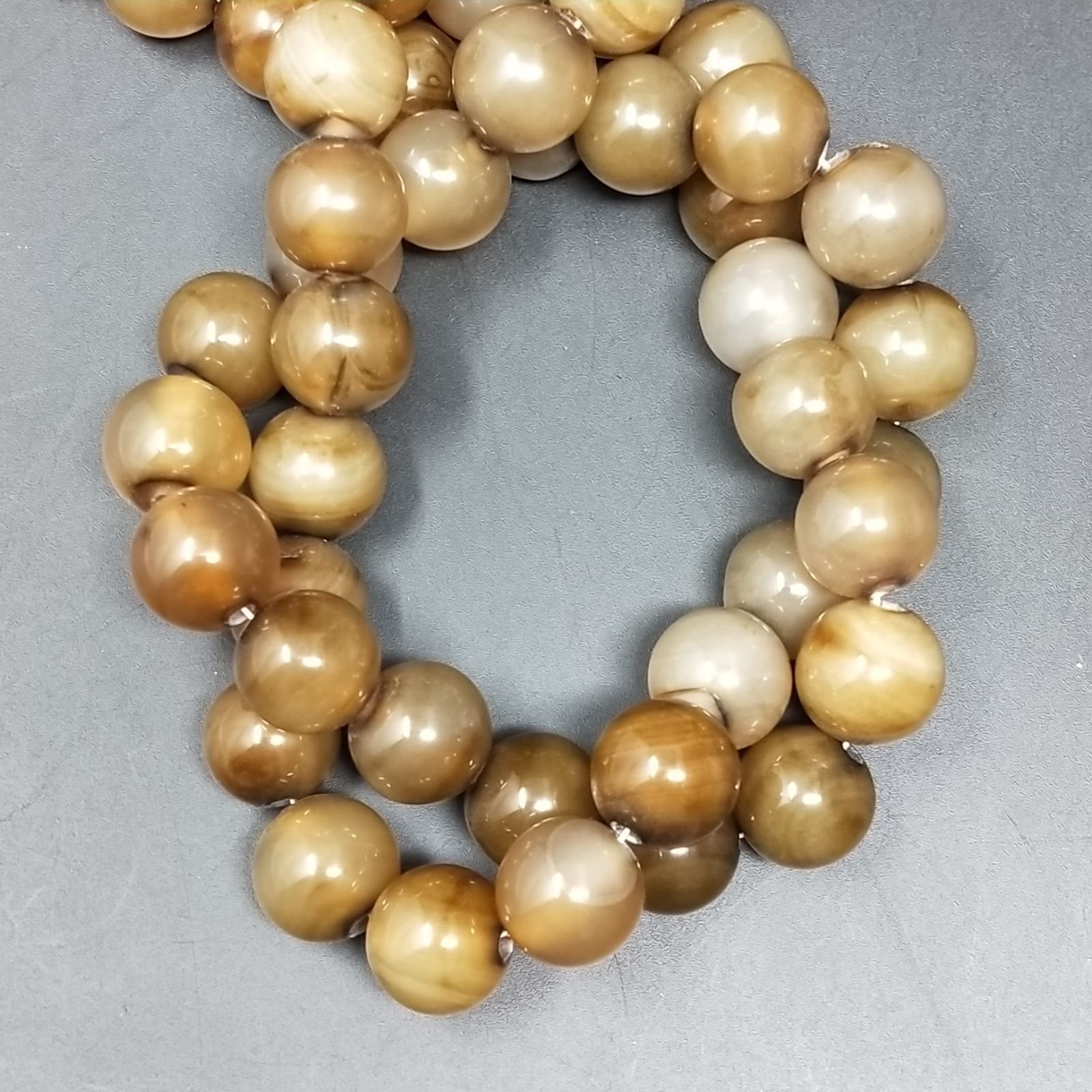 Agata Marrone Perline Forma Tondo Liscio 12mm