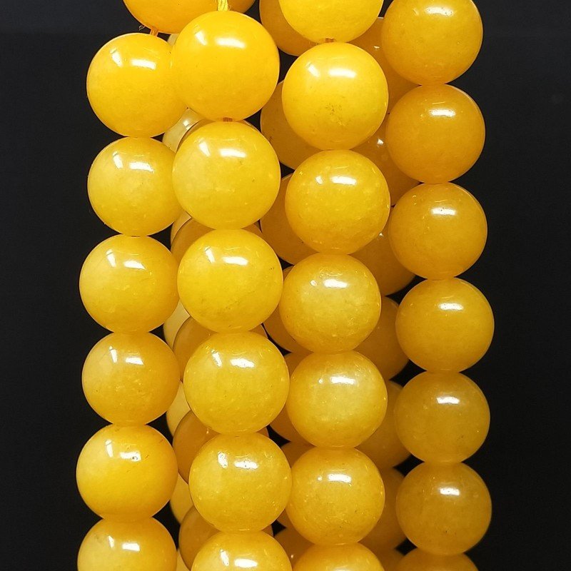 Giada Gialla Perline Forma Tondo Liscio 12mm