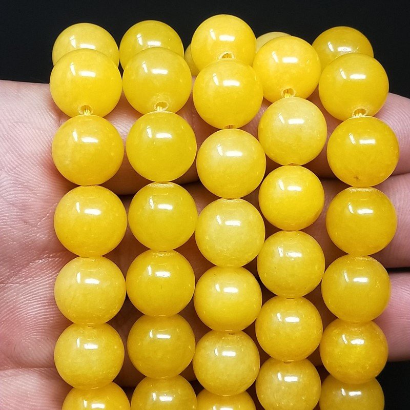 Giada Gialla Perline Forma Tondo Liscio 12mm