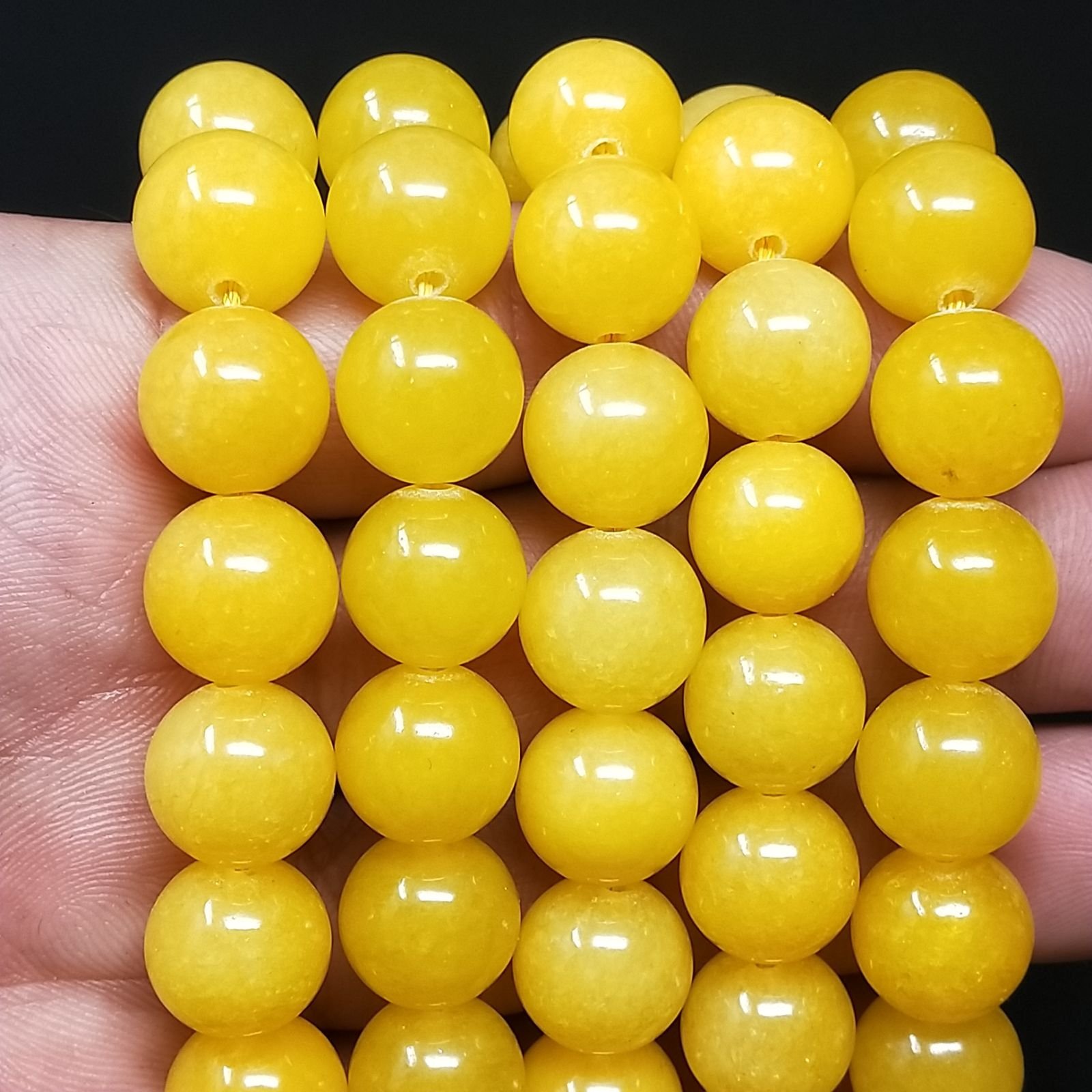 Giada Gialla Perline Forma Tondo Liscio 12mm