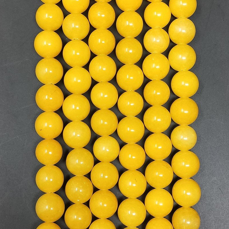 Giada Gialla Perline Forma Tondo Liscio 12mm