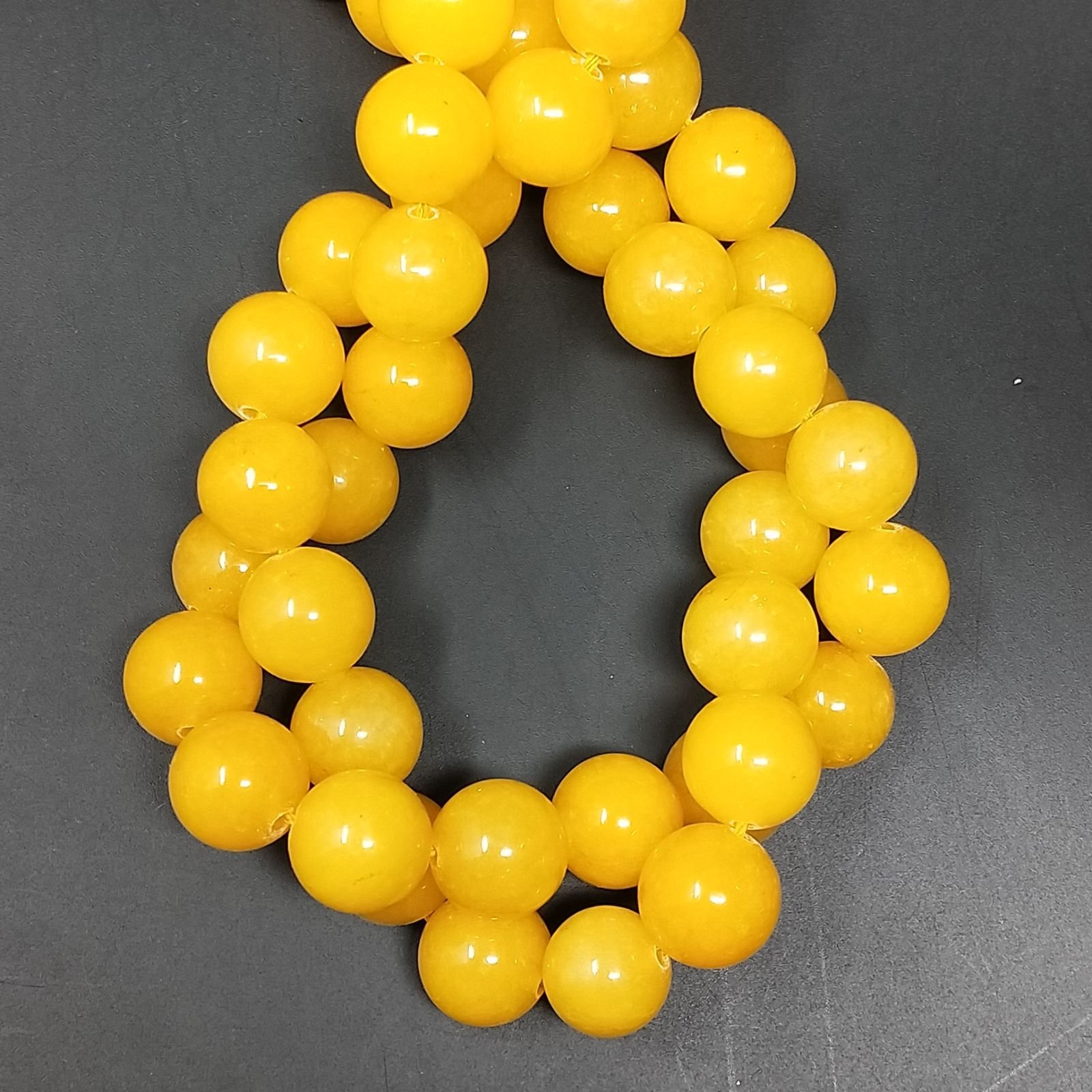 Giada Gialla Perline Forma Tondo Liscio 12mm