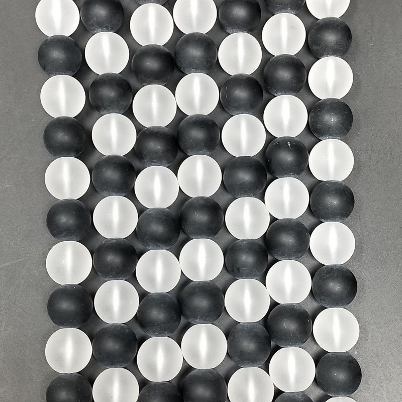 Cristallo Di Rocca e Onice Perline Forma Tondo Liscio Satinato-Matte 12mm