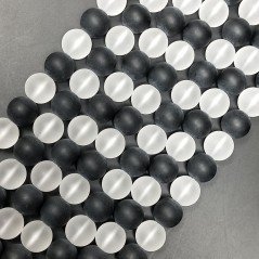 Cristallo Di Rocca e Onice Perline Forma Tondo Liscio Satinato-Matte 12mm