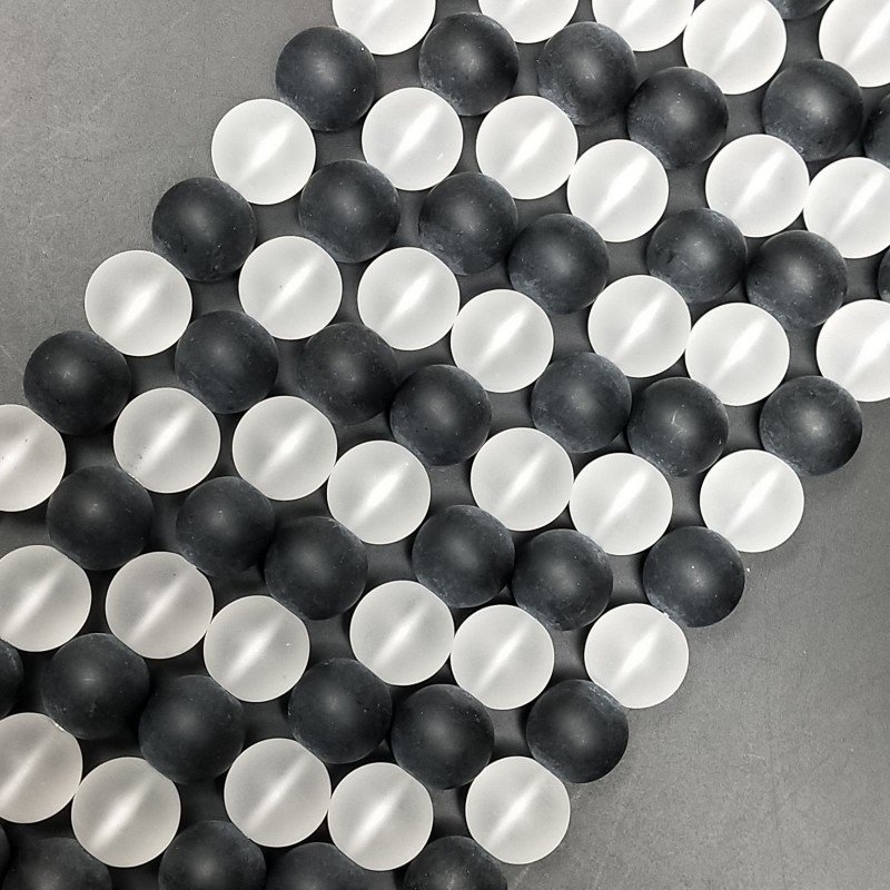 Cristallo Di Rocca e Onice Perline Forma Tondo Liscio Satinato-Matte 12mm