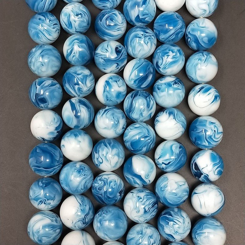 Resina Larimar Perline Forma Tondo Liscio 14mm