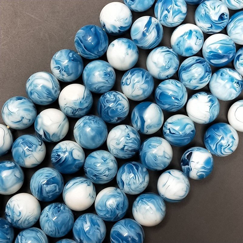 Resina Larimar Perline Forma Tondo Liscio 14mm
