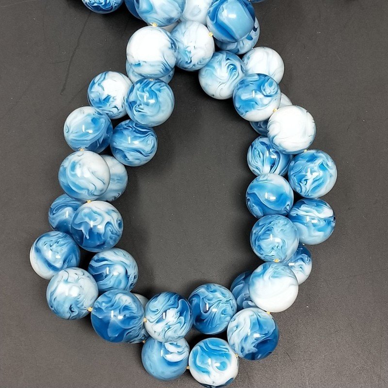 Resina Larimar Perline Forma Tondo Liscio 14mm