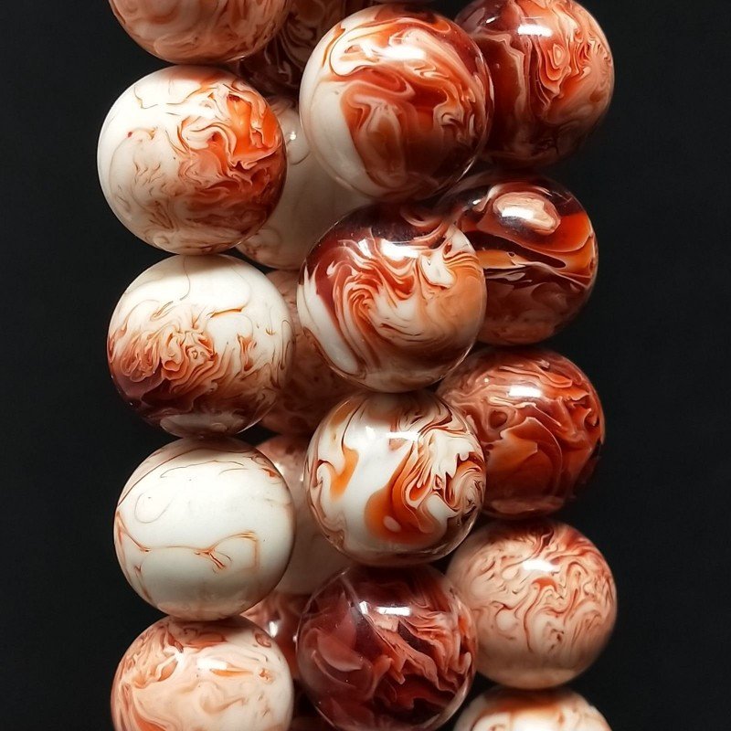 Resina Ambra Rosso Perline Forma Tondo Liscio 14mm