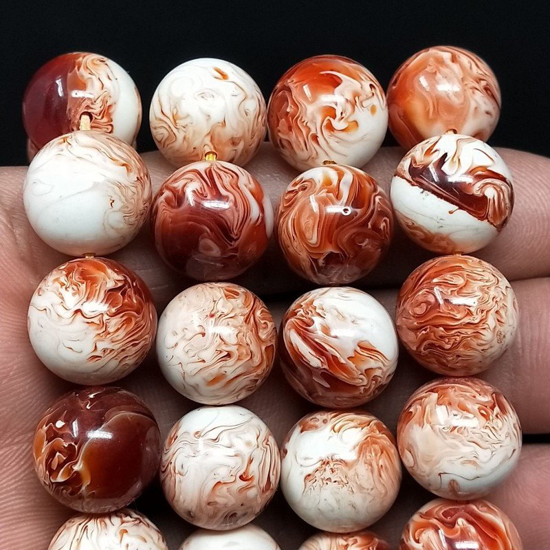 Resina Ambra Rosso Perline Forma Tondo Liscio 14mm