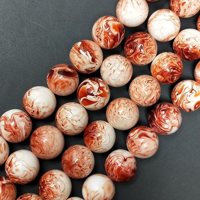Resina Ambra Rosso Perline Forma Tondo Liscio 14mm