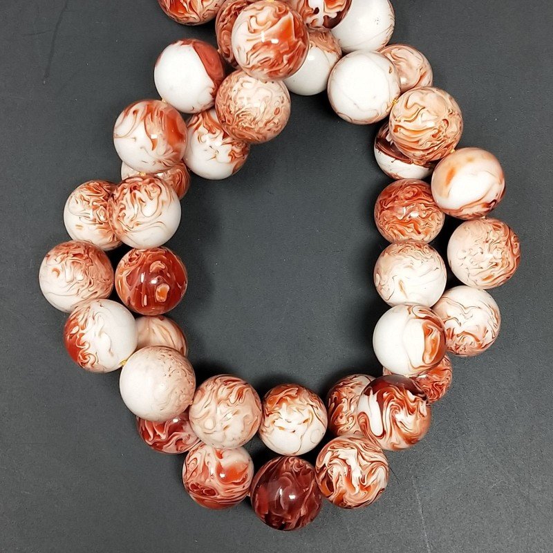 Resina Ambra Rosso Perline Forma Tondo Liscio 14mm
