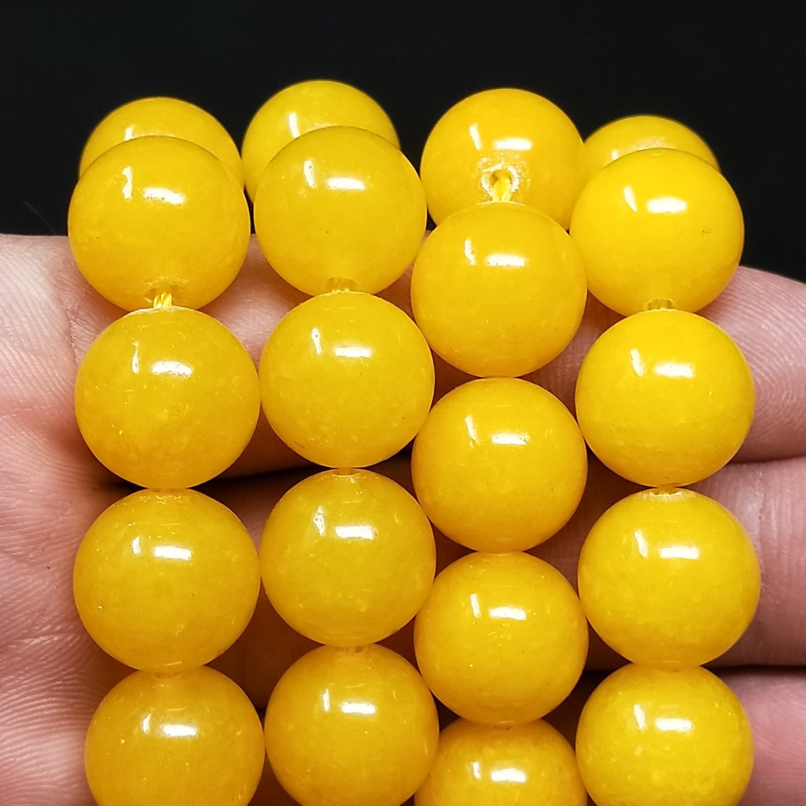 Giada Gialla Perline Forma Tondo Liscio 14mm