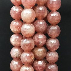 Pietra Lepidocrocite Rosso Perline Forma Tondo Sfaccettato 14mm