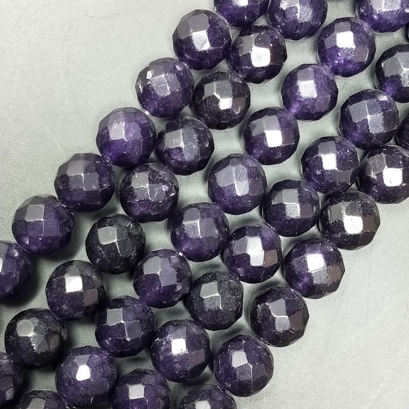 Agata Viola Perline Forma Tondo Sfaccettato 12mm