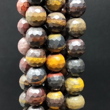 Diaspro Picasso Ferroso Naturale Perline Forma Tondo Sfaccettato 12mm