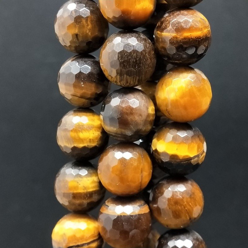 Occhio Di Tigre Perline Forma Tondo Sfaccettato 14mm