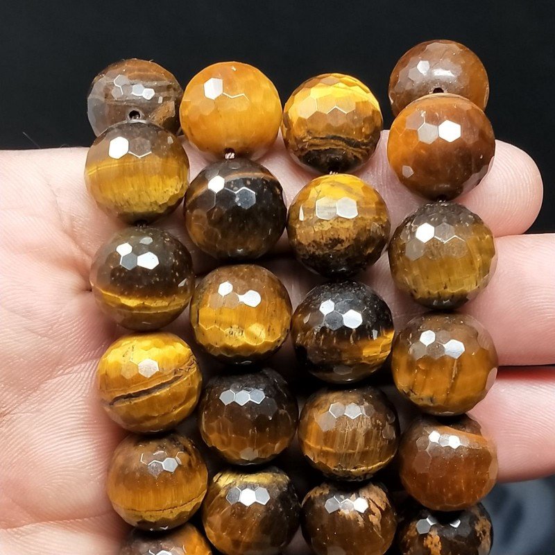 Occhio Di Tigre Perline Forma Tondo Sfaccettato 14mm
