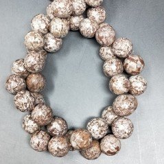 Ossidiana Fiocco Di Neve Marrone Perline Forma Tondo Sfaccettato 12mm