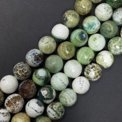 Agata Di Fuoco Verde Sfumato Perline Forma Tondo Sfaccettato 14mm
