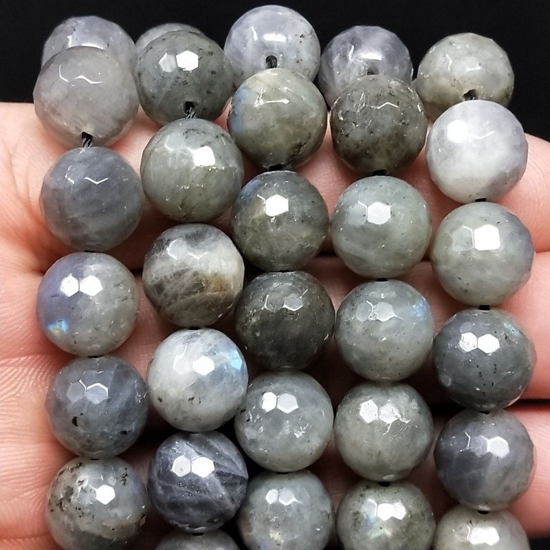 Labradorite Madagascar Perline Forma Tondo Sfaccettato 12mm