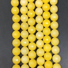 Giada Gialla Perline Forma Tondo Sfaccettato 12mm