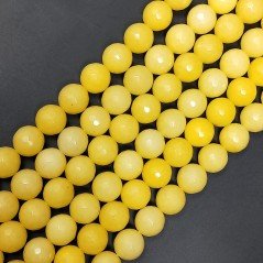 Giada Gialla Perline Forma Tondo Sfaccettato 12mm