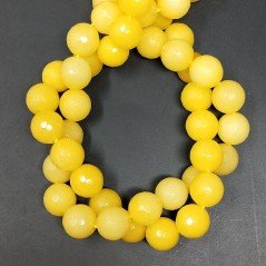 Giada Gialla Perline Forma Tondo Sfaccettato 12mm