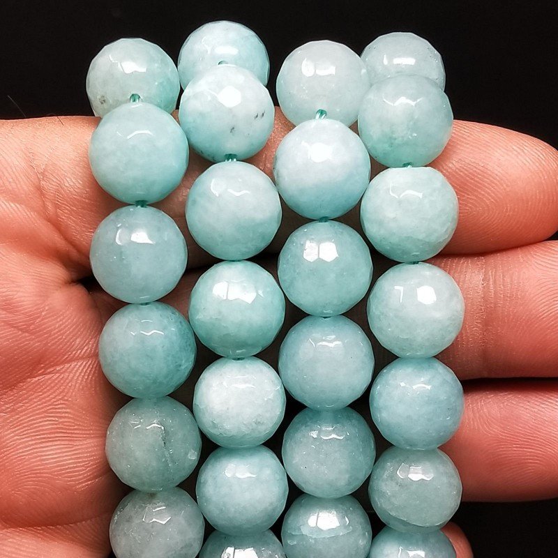 Giada Amazzonite Perline Forma Tondo Sfaccettato 12mm