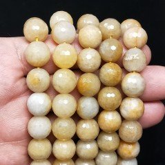 Calcite Gialla Naturale Perline Forma Tondo Sfaccettato 12mm