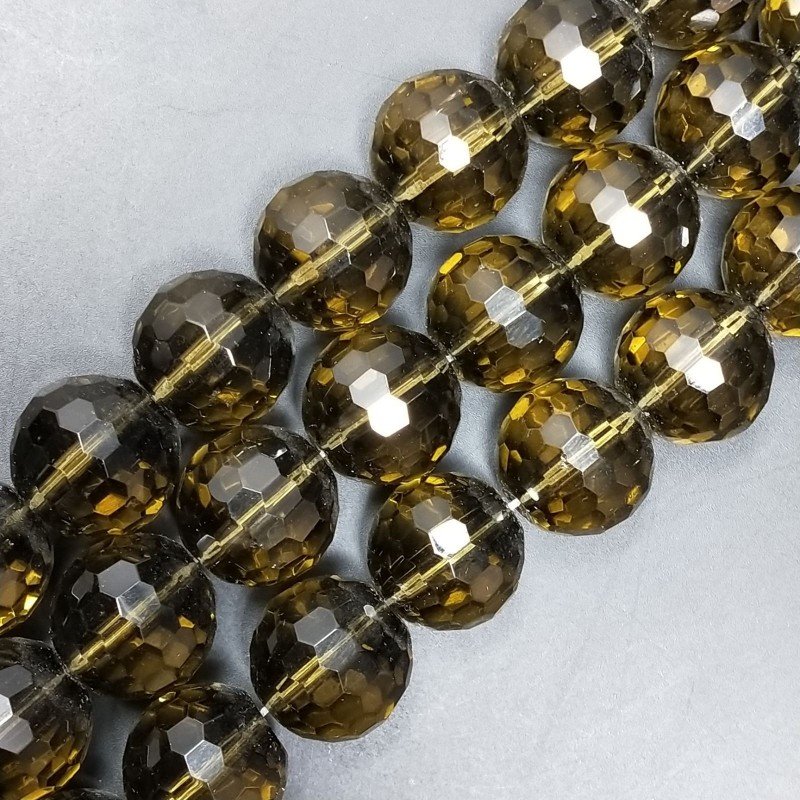 Cristallo Fume Perline Forma Tondo Sfaccettato 18mm