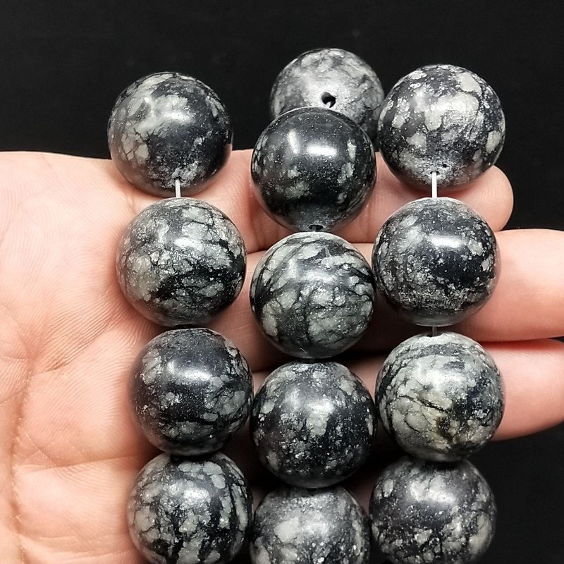 Diaspro Picasso Grigio Venato Perline Forma Tondo Liscio 20mm Diaspro Picasso Grigio Venato Perline Forma Tondo Liscio 20mm