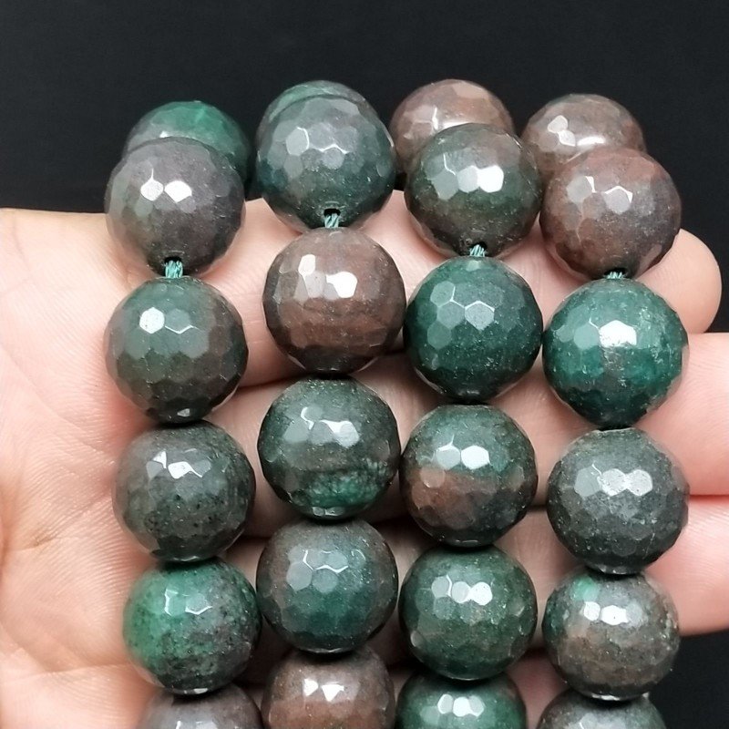 Diaspro Verde Tormalinato Perline Forma Tondo Sfaccettato 16mm Diaspro Verde Tormalinato Perline Forma Tondo Sfaccettato 16mm