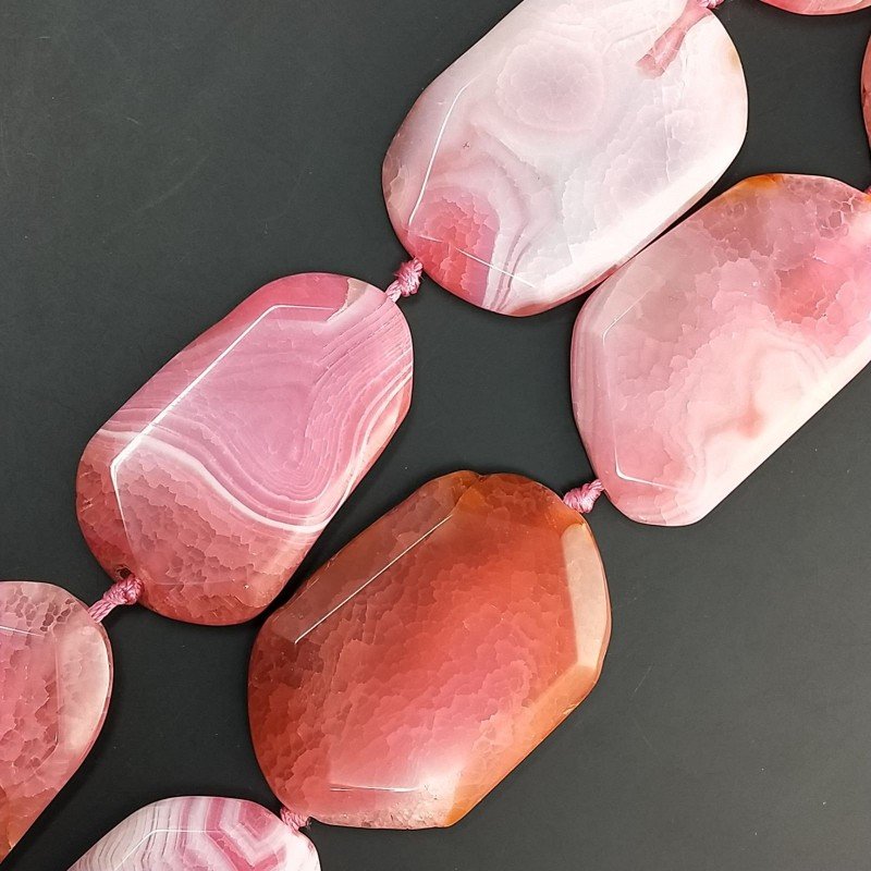 Agata Brasiliana Rosa Perline Forma Sassi Piatti Grezzi Irregolari
