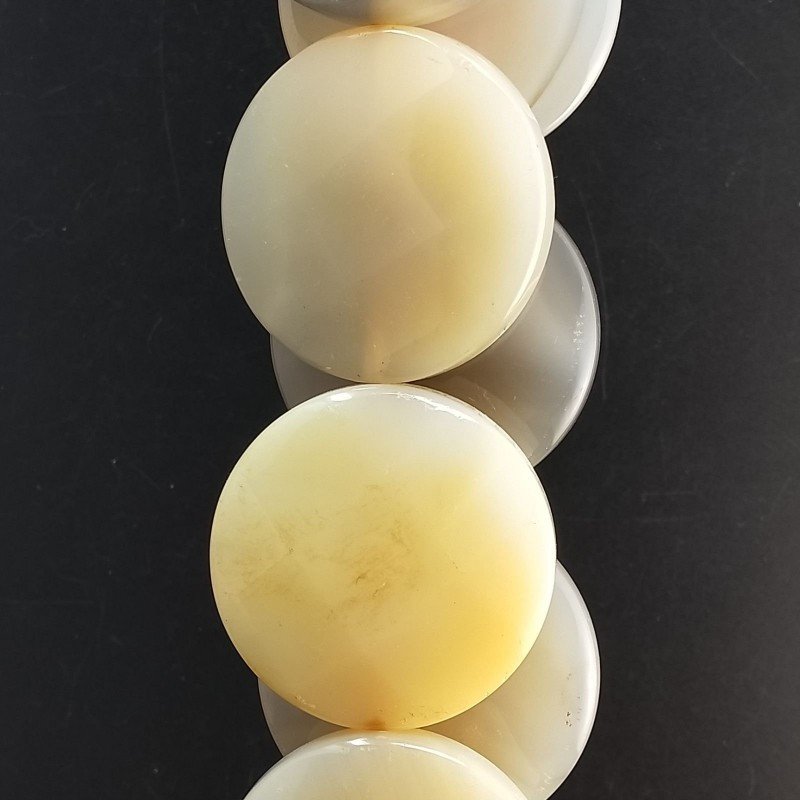Agata Brasiliana Pesca Sfumato Perline Forma Tondo Piatto Sfaccettato 45mm