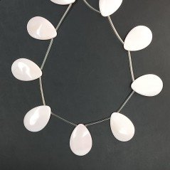 Conchiglia Rosa Naturale Perline Forma Goccia Piatto Liscio Foro Laterale 25X35mm