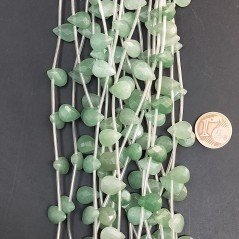 Avventurina Verde Naturale Perline Forma Goccia Piatto Sfaccettato Foro Laterale 07X10mm