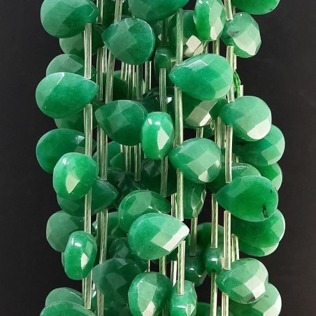 Giada Smeraldo in Perline Forma Goccia Piatto Sfaccettato Foro Laterale 10X14mm
