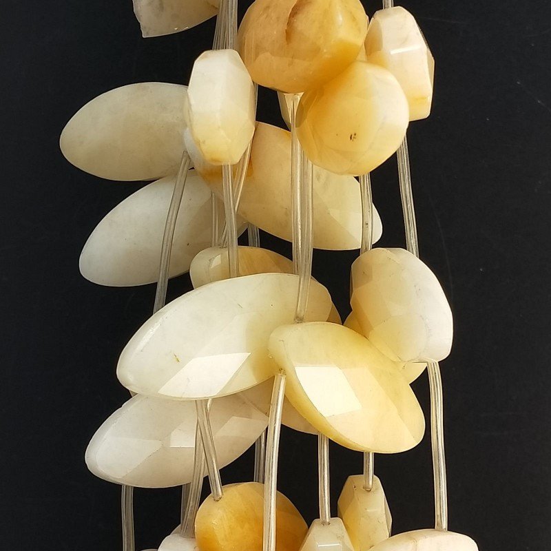 Calcite Naturale Perline Forma Foglia Sfaccettato Foro Passante 45X20mm