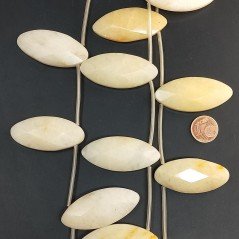 Calcite Naturale Perline Forma Foglia Sfaccettato Foro Passante 45X20mm