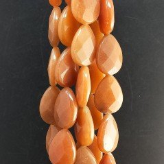 Avventurina Rossa Naturale Perline Forma Goccia Piatto Sfaccettato Foro Passante 18X24mm