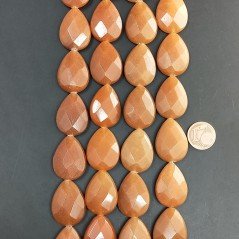 Avventurina Rossa Naturale Perline Forma Goccia Piatto Sfaccettato Foro Passante 18X24mm